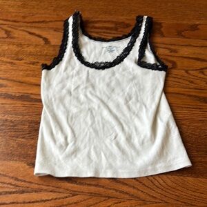Brandy Melville White Tank Top with Black Trim